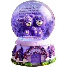 Automatic Snowfall Musical Snow Globe, Purple Resin Crystal Base With Exquisite Workmanship And Color Changing Led Lights, Perfect For Home
