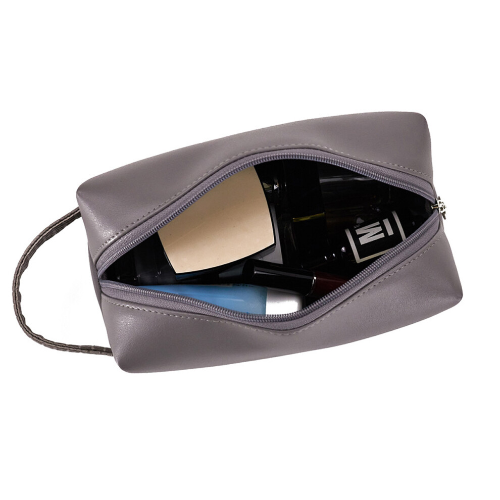 Waterproof Fabric Cosmetic Bag, High-Quality Material Makeup Organizer With Sturdy Side Handle For Women, Grey (21*9*9Cm)