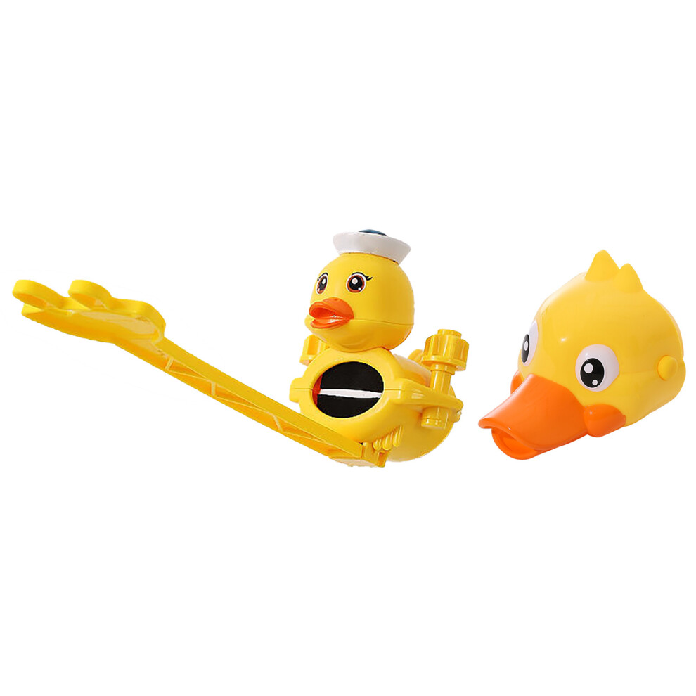 Cartoon Faucet Extender Set for Kids, ABS Double Water Flow Yellow