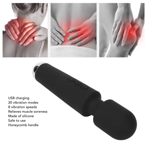 Mini-Handvibrator, 20 Modi, 8 Geschwindigkeiten, Schwarz 2