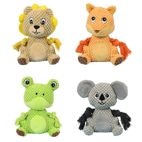 Dog Interactive Toys Squeak Plush Animal Durable Stuffed-fox 1