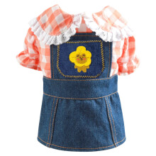 Hundebüffel-Karo-Jeans-Thema, Bären-Druck, Haustier-Kleider,-M