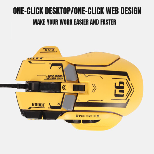 Wired Gaming Mouse 10-Button Macro 13 RGB Modes 12800dpi Yellow 2