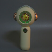 Ventilateur portable de petite taille blanc crème, 3 vitesses, rechargeable avec brumisateur