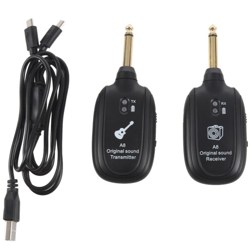 UHF Guitar Wireless System Transmitter Receiver Built-in Rechargeable 1