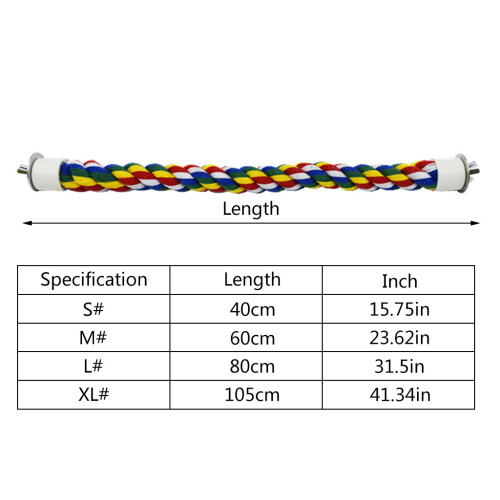 Bird Perch Cage Stand Cotton Rope Standing Stick Bite-40cm 2