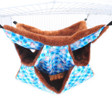 Hamster Hanging Hammock 3 Layers Plush Bed Hideout Swing-Blue