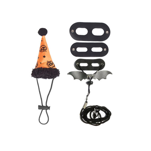 Lizard Leash Harness Set Halloween Costume Hat for Gecko-Black