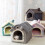 Lit de maison pour animaux de compagnie, grotte chaude-Chat gris 6