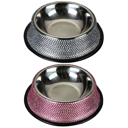 Hundefutter-Futternapf, Edelstahl-Wassernäpfe mit-Silber 1