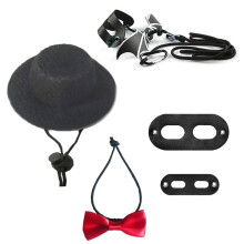 Lézard Traction Corde Chapeau Noeud Papillon Cuir Reptile-D