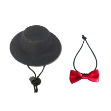 Chapeau en corde de Traction lézard, nœud papillon en cuir-UN