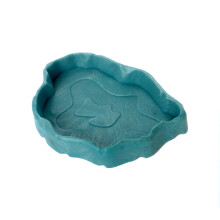 Pet Reptile Feeder Bowl Basin Feeding Tray Dish-lake blue S