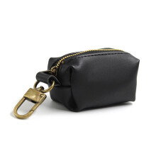 Travel Outdoor Protable Dog Poop Bag Dispenser PU Leather-Black