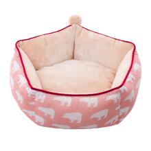 Creative Pentagonal Plush Pet Nest Warm Lovely Dog House-Pink