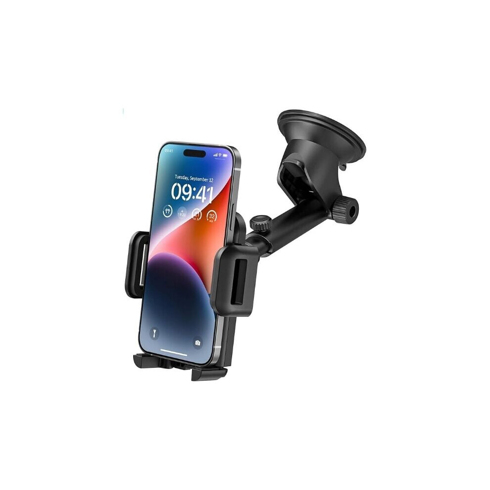 Universal Car Phone Mount, Strong Suction Cup Dashboard Windshield Phone Holder With Adjustable Arm, Flexible Viewing Angle For Wide Compatibility 9169997138897
