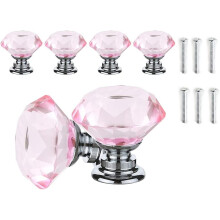 Decoratieve, elegante stijl - Diamantgeslepen kristallen glazen kastknoppen, ergonomisch ontwerp voor een vleugje luxe, roze kristallen grepen tillen