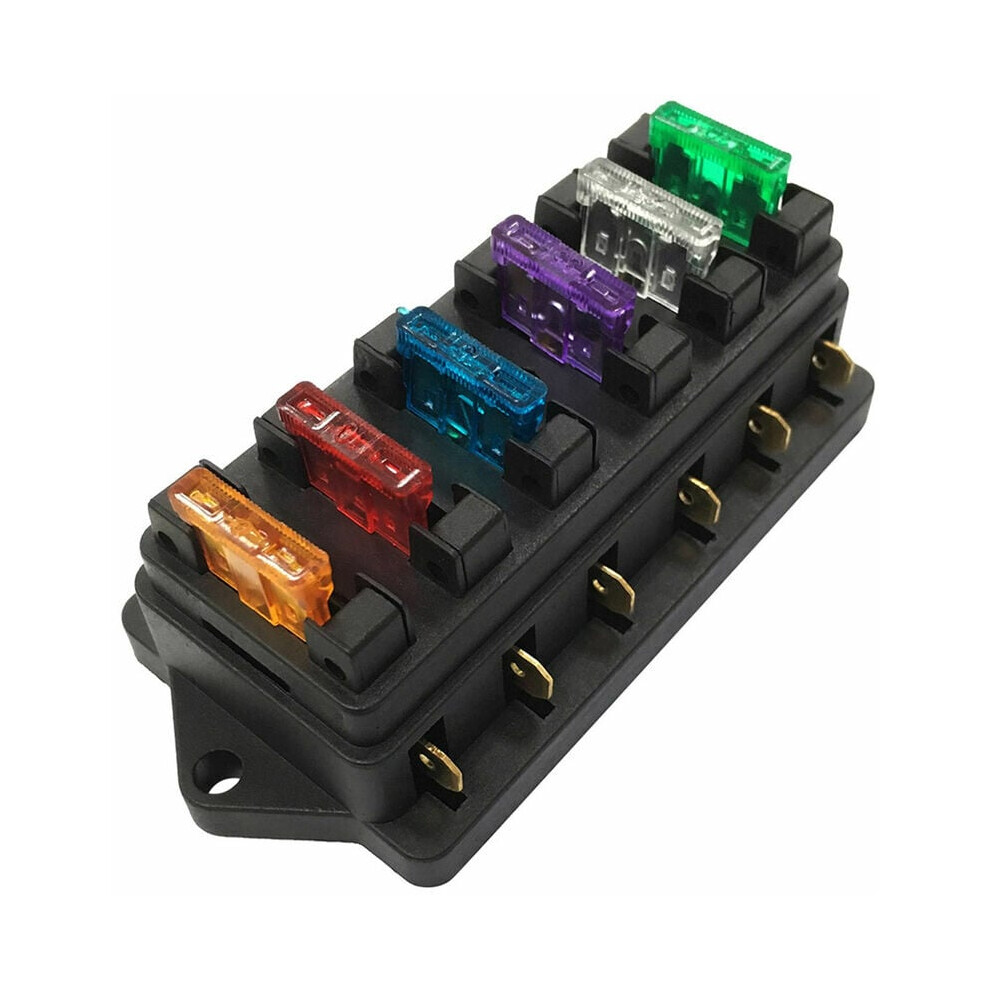 Vehicle Fuse Block, Vibration Resistant Snap Fit Cover Circuit Protector With Free Medium Size Standard Fuses 9340959488247