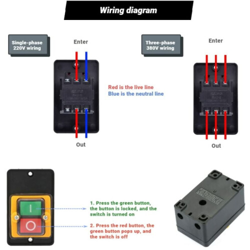 Easy Wiring Push Button Switch, Waterproof Self Locking Mechanism For Direct Control In Electronic Diy Projects, On Off Switch With Latching I/O, 2Pcs 1