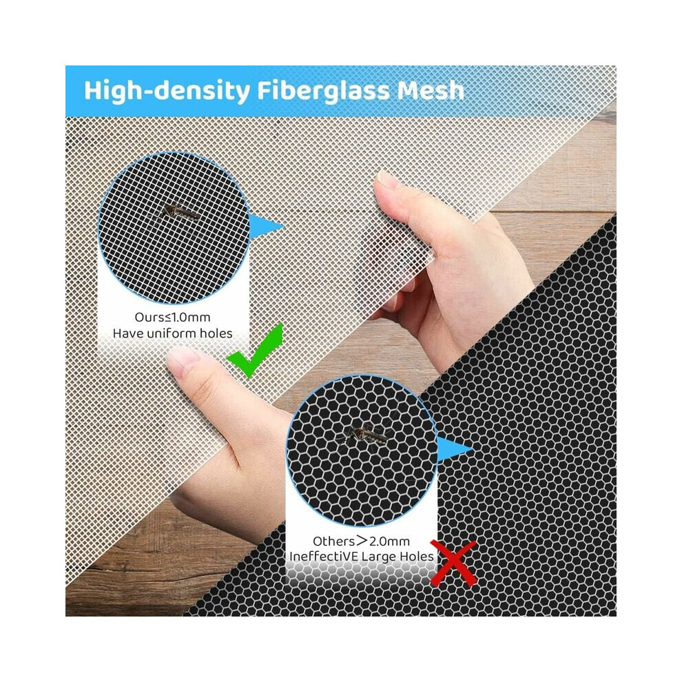 Adjustable Fiberglass Window Screen Mesh, Clear Views With Smooth Airflow For Bedroom Kitchen Balcony, Durable Fireproofing Anti-Insect Flies 9169997139740