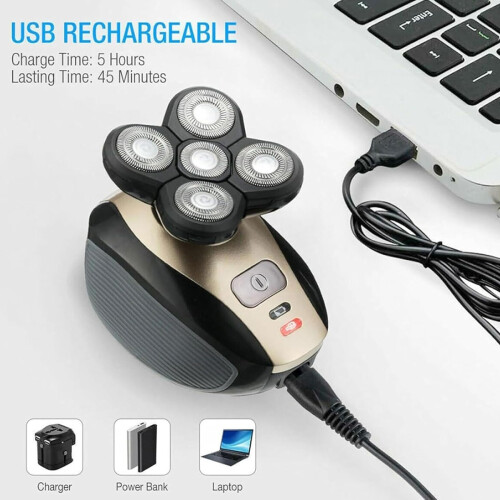Multifunctional Bald Head Shaver: Universal Compatible 5 Blades Head, Self-Sharpening Technology, Comfortable Close Shave 2
