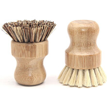 Cepillo de palma para ollas, multiusos para limpieza, cepillo de bambú para platos con sisal natural, cerdas de fibra extrafuertes resistentes al