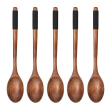 Retro-Holzlöffel, handgefertigt, 5er-Set – zeitlose Schönheit trifft auf unübertroffene Langlebigkeit, perfekt zum Kochen und Servieren,