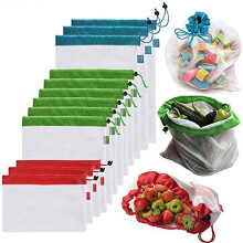 Fruit Protection Bags, Breathable Mesh Fabric with Drawstring Closure for Easy Use, Multi-Purpose Use for Produce Storage and Organization (12PCS)