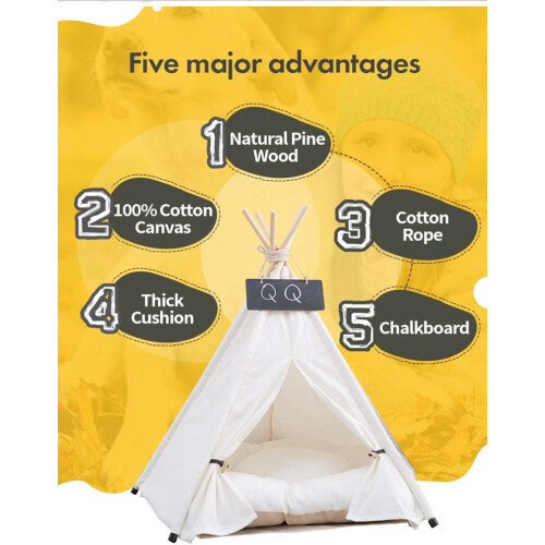 Σκηνή Teepee για κατοικίδια, ασφαλής χώρος ανάπαυσης με παχύ μαξιλάρι για 2
