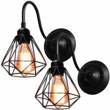 Lampa Balla Cage Sreinge Tionsclaíoch le haghaidh Caifé Baile, Soilsiú Balla Seanré le Sconces Breiseán Seanré agus Lasc Ar/As, Ceadú UL le