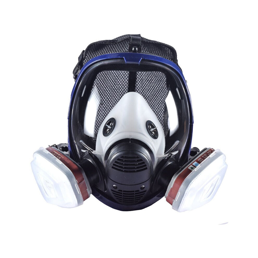 Full Face Respirator Mask For Hazardous Environments, Reusable Gas Mask With Dual Filtration System And Activated Carbon Filter, Anti-Fog Wide Vision 9448196704189