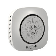Hittebestendige plug-and-play koolmonoxide- en rookmelder met EU-stekker (wit), gebruiksvriendelijk ontwerp en geluids- en schermwaarschuwingen,