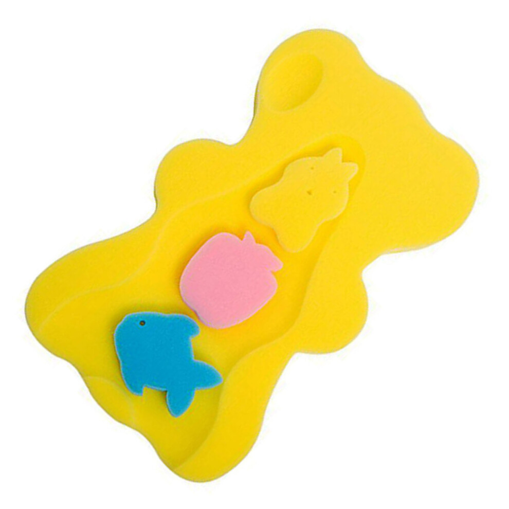 Baby Bath Sponge Mat, 50.5X31x4.5cm, Soft Cartoon Skid Proof Yellow