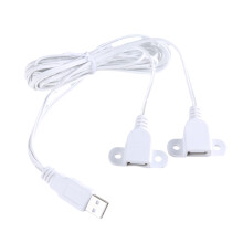 USB-Y-Splitter-Kabel, Stecker auf Doppel-Buchse,-Weiß