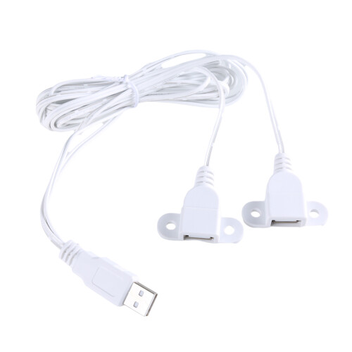 USB-Y-Splitter-Kabel, Stecker auf Doppel-Buchse,-Weiß