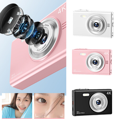 Point and Shoot Digital Camera Camera 48MP Video Recording-Pink 2