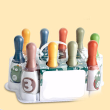 Set da bowling per bambini con 6 pin di plastica e 2 palle, divertimento al coperto e all'aperto
