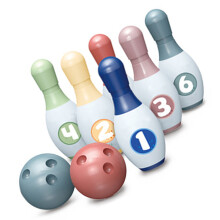Set di Bowling per Bambini con 6 Pin in Plastica e 2 Palline, per Gioco Indoor e Outdoor