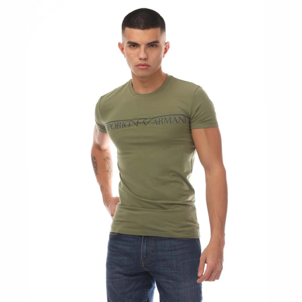 Armani (Xl, ) Emporio Mens Crew Neck T-Shirt Green