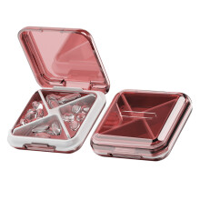 Étui à médicaments portable en silicone et acier rouge, compact et durable