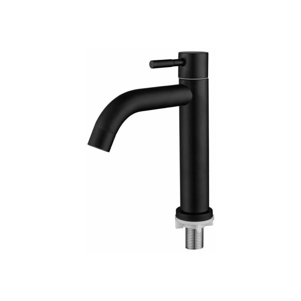 Single-Hole Bathroom Faucet, Elegant Retro Design, Matte Black Finish Stainless Steel Basin Mixer Tap With Aerator For Smooth And Splash-Free Water 9169997141163