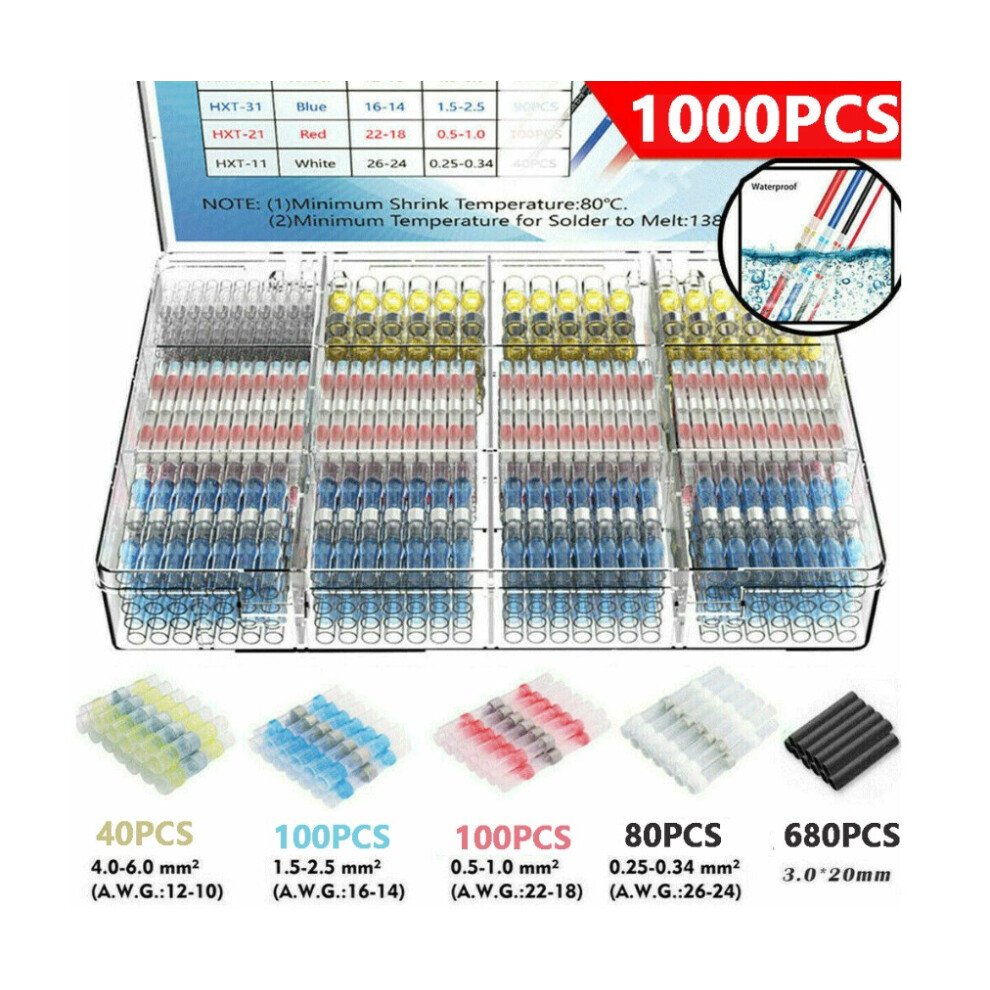 Solder Seal Wire Connectors, Heat Shrink Butt Connector Waterproof Insulated Electrical Butt Terminals For Automotive Marine Applications, Durable 9169997141330
