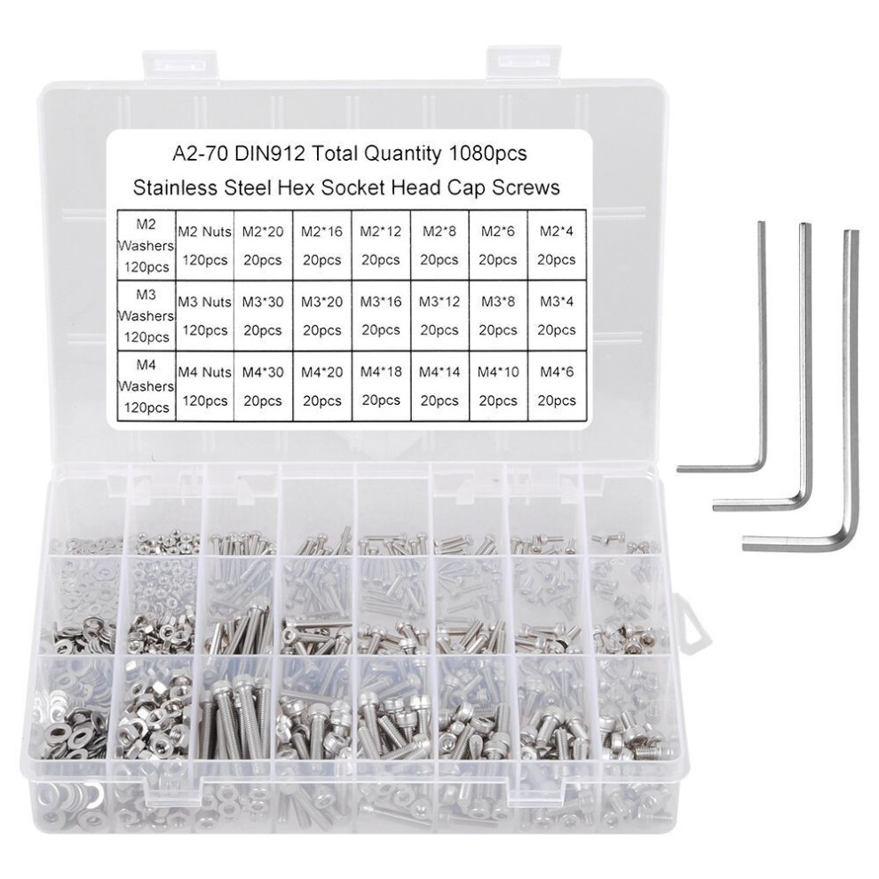 Machine Screws Assortment Hex Socket Head, Rust Resistance, Includes Nuts And Washers For Precision Machinery, Electronics And Communication 9405630981278