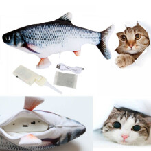Elektrisch bewegende vis, interactief pluche speelgoed, USB-oplaadbaar, realistische visvorm met kattenkruidvulling en zachte pluche stof,