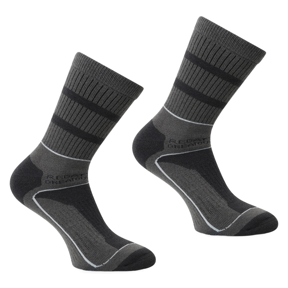 New Regatta Men's (9 Uk-12 Uk, Granite/Light Steel) Samaris 3 Season Socks (Pack Of 2) Multicoloured