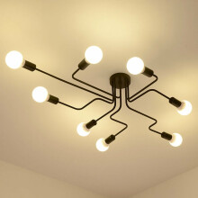 Lampadario moderno semi-incasso, dimmerabile con interruttore dimmer, in metallo, per un look elegante e rustico in soggiorno, camera da letto e