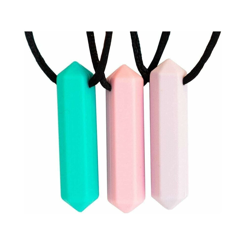 Oral Motor Aids For Boys Girls, Durable Sensory Chew Toys Chewable Jewelry, Food Grade Silicone Chewing Necklace With Breakaway Clasps, Reduces