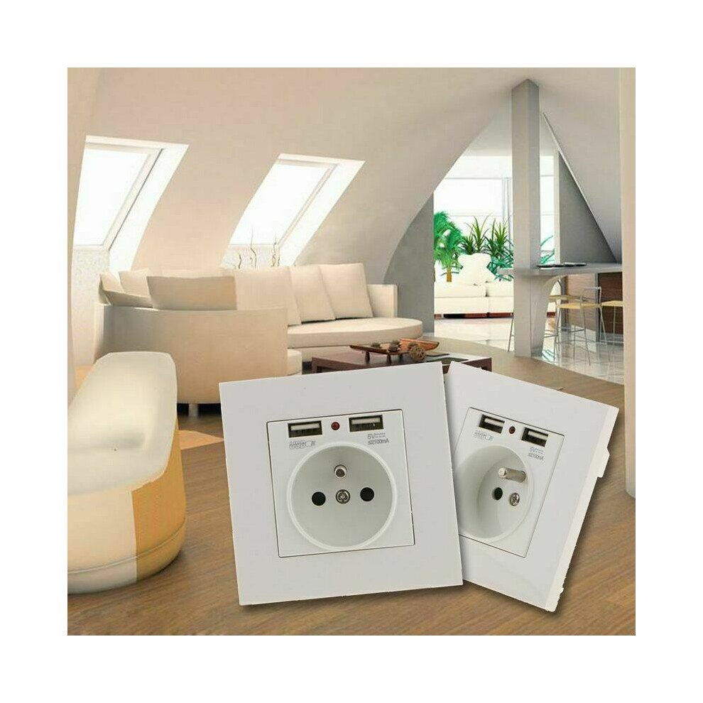 Smart Home Wall Charger Adapter For Universal Charging Convenience, Flame Retardant Pc Plastic Dual Usb Port 2400Ma 16A Eu Standard Electrical Plug, 9169997169648