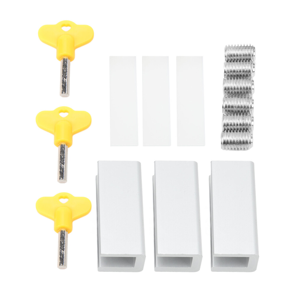 3pcs Aluminum Alloy Sliding Door Window Lock Child Proof, Punch-Free with Key