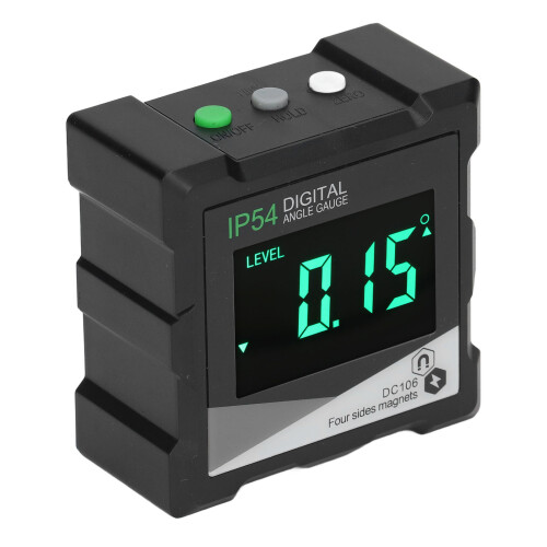 Digital Angle Gauge 4x90 LCD Backlit Inclinometer, ABS Black